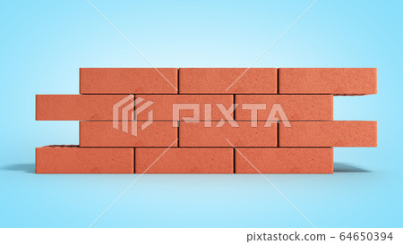 piece of brick wall 3d render on blue gradient piece of brick wall 3d render on blue gradient 64650394