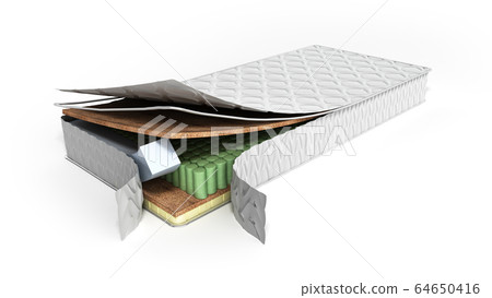 mattress in the cut 3d render on white background mattress in the cut 3d render on white background 64650416
