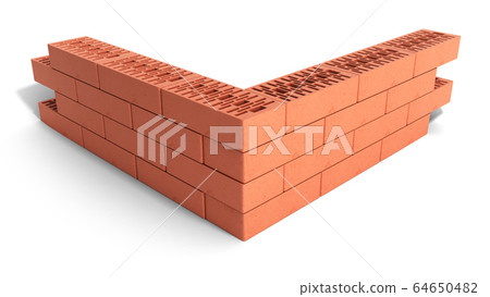 piece of brick wall 3d render on white piece of brick wall 3d render on white 64650482