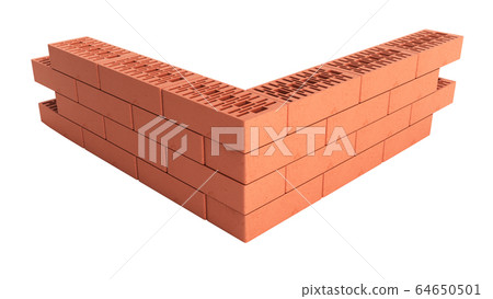 piece of brick wall 3d render on white no shadow piece of brick wall 3d render on white no shadow 64650501
