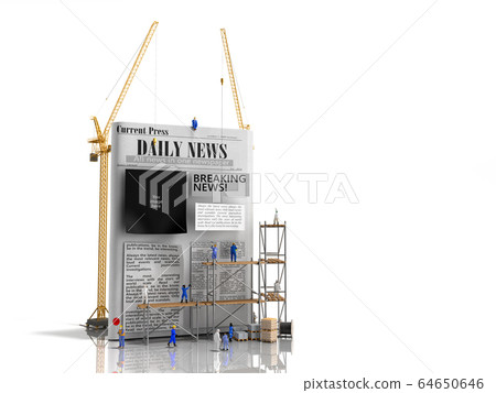 news building concept builders stick newspaper 64650646