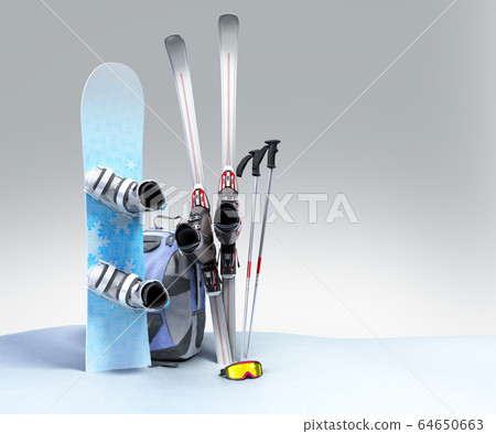 concept of winter tourism snowboarding and skiing concept of winter tourism snowboarding and skiing 64650663