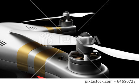 close up of Rotor drone 3d render on darck 64650722