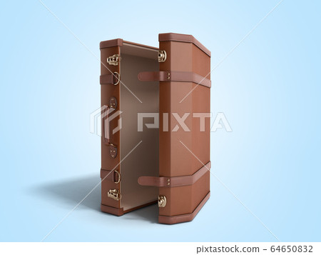 open Vintage suitcase 3d render on bluebackground 64650832