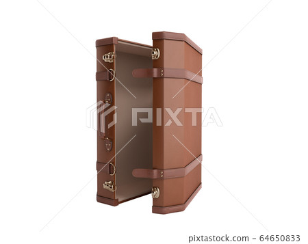 open Vintage suitcase 3d render on white 64650833