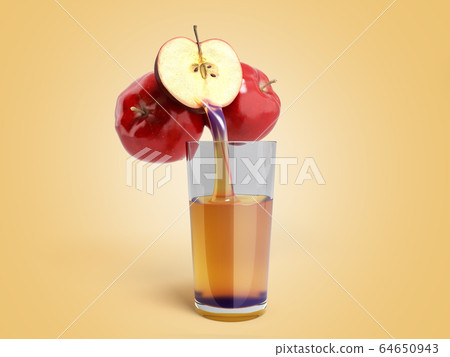 concept of fresh natural juice apple juice flows 64650943