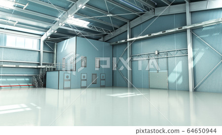 empty Hangar delivery warehouse 3d render image 64650944
