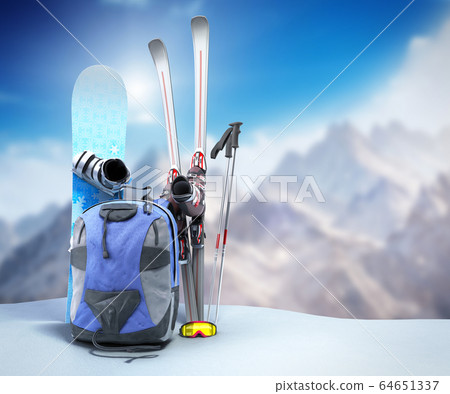 concept of winter tourism snowboarding and skiing concept of winter tourism snowboarding and skiing 64651337