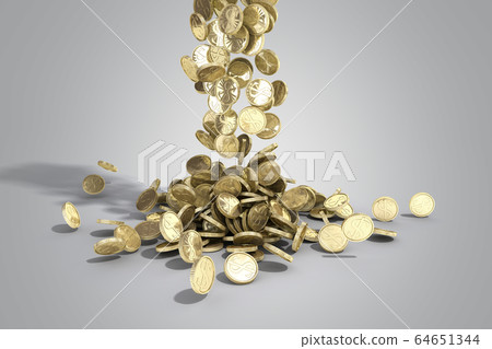 gold coins with dollar sign fall on graund 3d - Stock Illustration ...