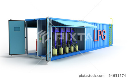 LPG gas filling station 3d render on white LPG gas filling station 3d render on white 64651574
