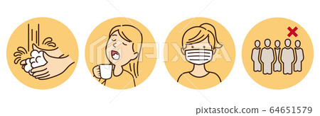 Hand wash mask gargling social distance Hand wash mask gargling social distance 64651579
