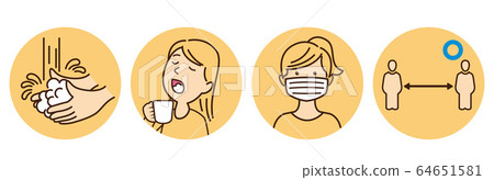 Hand wash mask gargling social distance Hand wash mask gargling social distance 64651581