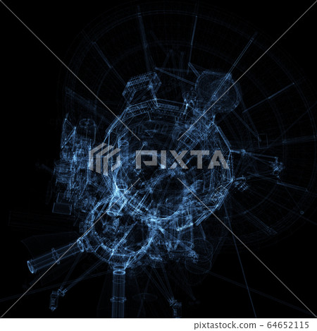 Communication satellite of luminous lines and dots Communication satellite of luminous lines and dots 64652115