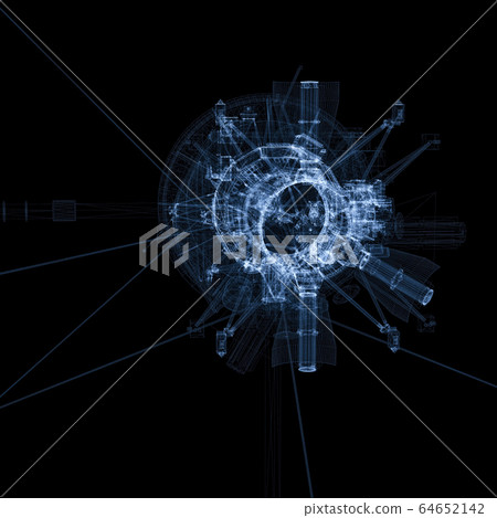 Communication satellite of luminous lines and dots 64652142