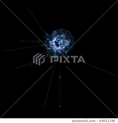 Communication satellite of luminous lines and dots Communication satellite of luminous lines and dots 64652146