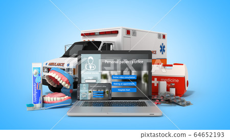 modern concept of online medical care laptop and modern concept of online medical care laptop and 64652193