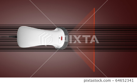 Barcode Scanner 3d render on red background 64652341