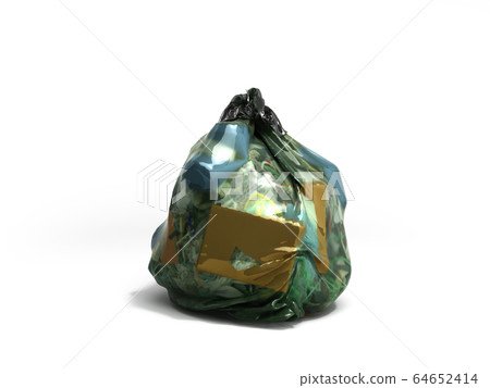 close up of a garbage bag 3d render on white 64652414