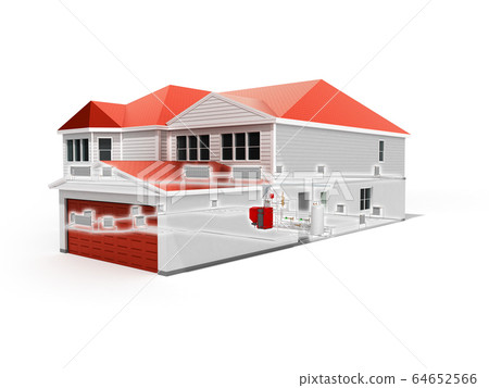 private house heating system building concept 3d 64652566