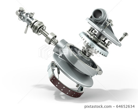truck wheel drive and braking system 3d render on 64652634