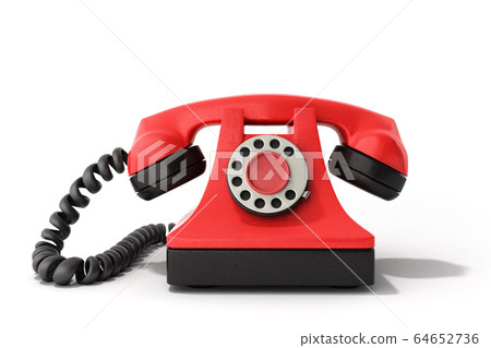 Hot line concept Red vintage telephone taking a Hot line concept Red vintage telephone taking a 64652736