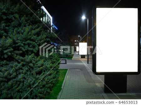 Blank citylight for advertising at the city around, copyspace for your text, image, design Blank citylight for advertising at the city around, copyspace for your text, image, design 64653013