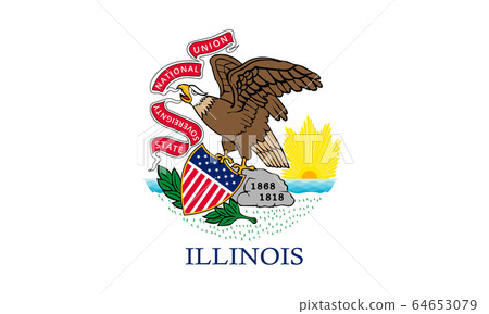 Flag of Illinois state, vector illustration. Coat 64653079