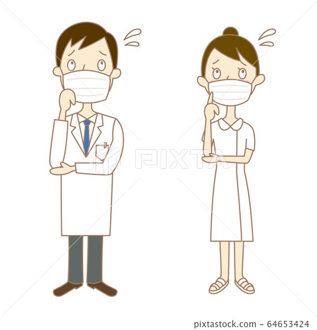 戴著口罩的醫生和護士的面部表情:插圖 戴著口罩的醫生和護士的面部表情:插圖 64653424