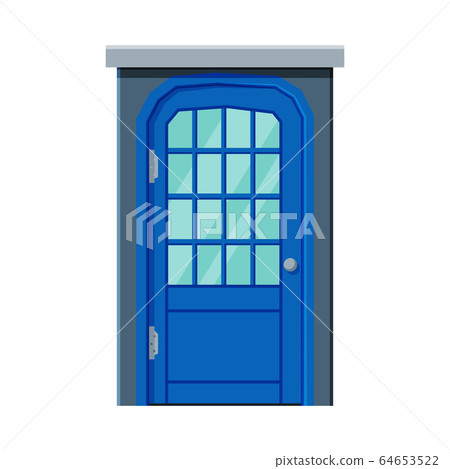 Blue Door in Vintage Style, Architactural Design Element Vector Illustration Blue Door in Vintage Style, Architactural Design Element Vector Illustration 64653522