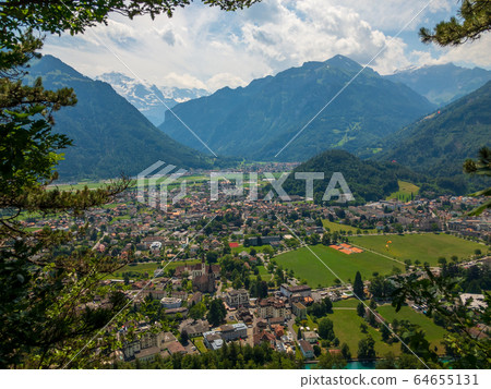 Interlaken aerial view at summer Interlaken aerial view at summer 64655131