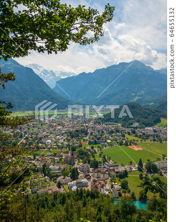 Interlaken aerial view at summer 64655132