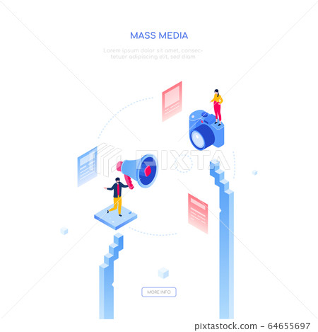 Mass media - modern isometric vector web banner 64655697