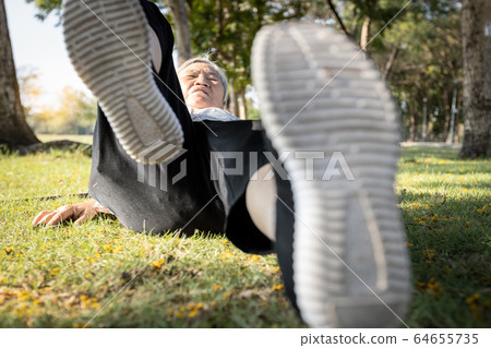 Senior woman slipped down,fell on the ground,old people who suffered an accident,injury in the back,butt pain,bone fracture,falling down to the floor,body balance problem while walking of the elderly  Senior woman slipped down,fell on the ground,old people who suffered an accident,injury in the back,butt pain,bone fracture,falling down to the floor,body balance problem while walking of the elderly  64655735