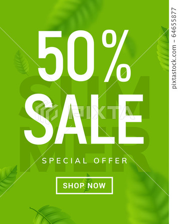 Summer sale banner background. Vector summer clearance 50 percent tropical special offer design Summer sale banner background. Vector summer clearance 50 percent tropical special offer design 64655877