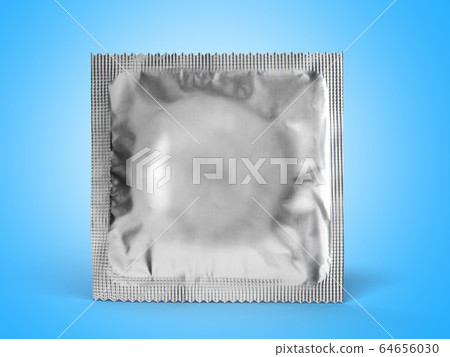 condom pack 3d render on a blue 64656030