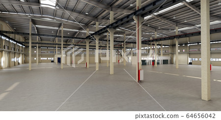 empty Hangar delivery warehouse 3d render image 64656042