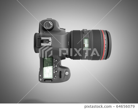 photo camera 3d render on grey background 64656079