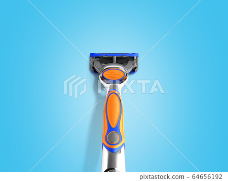Mens razor 3d render on blue background Mens razor 3d render on blue background 64656192