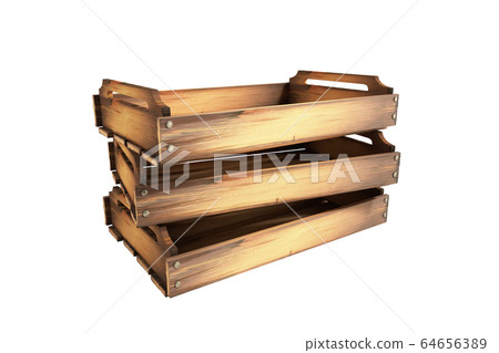 Empty wooden fruit crate 3d render on white no Empty wooden fruit crate 3d render on white no 64656389