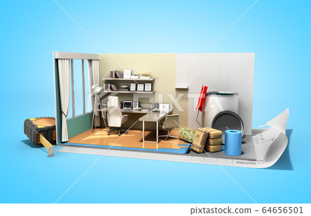 Concept of repair work isometric low poly home 64656501