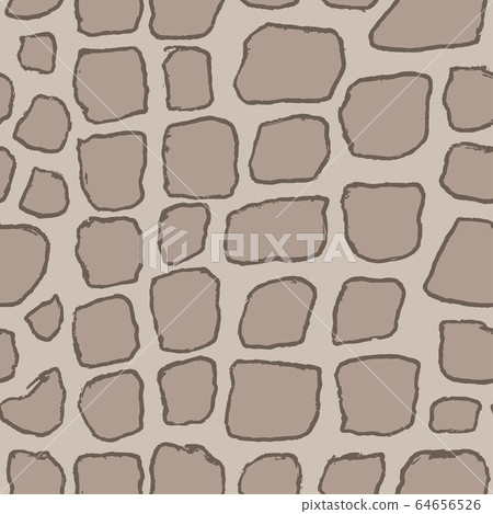 Stones handdrawn seamless brown pattern. Vector illustration. 64656526