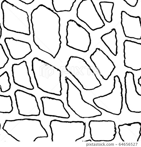 Stones handdrawn seamless black and white pattern. Vector illustration. 64656527