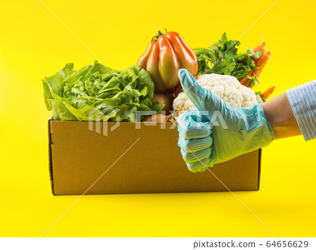 Food, produce delivery or donation box concept Food, produce delivery or donation box concept 64656629