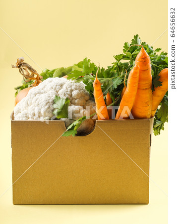 Food, produce delivery or donation box concept Food, produce delivery or donation box concept 64656632
