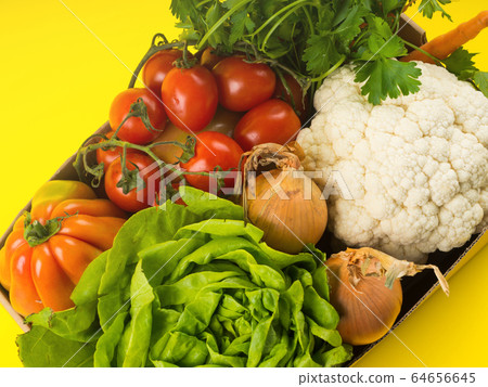 Food, produce delivery or donation box concept Food, produce delivery or donation box concept 64656645