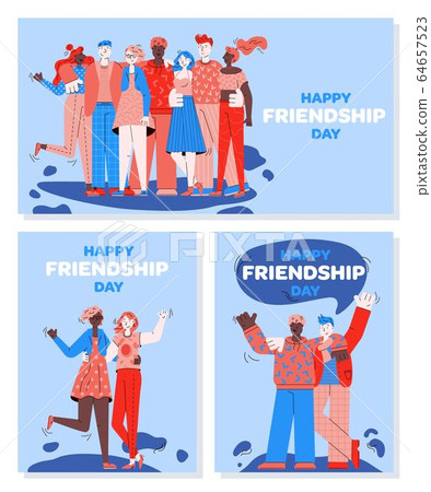 Set of banners for Friendship day with people characters, vector illustration. 64657523