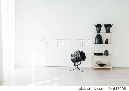 Photo studio accessories photographer flash white room 64657608