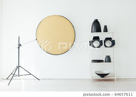 Photo studio accessories photographer flash white room Photo studio accessories photographer flash white room 64657611