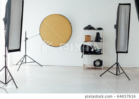 Photo studio accessories photographer flash white room Photo studio accessories photographer flash white room 64657616