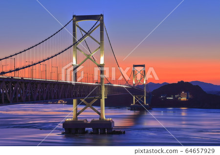 Evening view of the O-Naruto Bridge Evening view of the O-Naruto Bridge 64657929